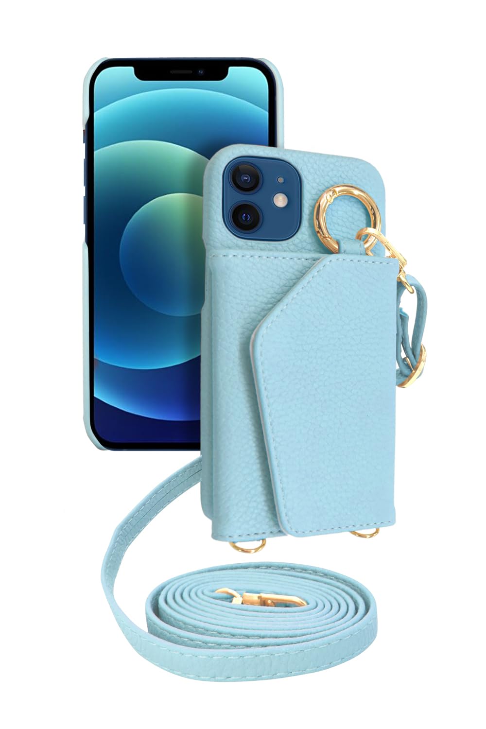 シズカウィル iPhone12 mini ケース ショルダー カバー ショルダーストラップ アイファンデ5 ショルディー ドレスコード 1個入り アイシーブルー