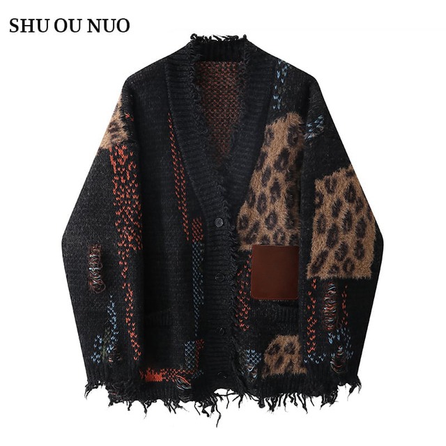 【SHUOUNUOシリーズ】★カーディガン★ 3color トップス セーター レディース フリンジ 豹柄