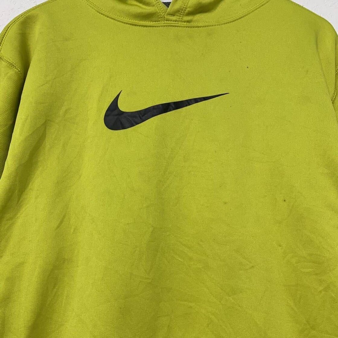 NIKE ロゴ スウェット パーカー ユースサイズ キッズ XL 160~ 黄緑 