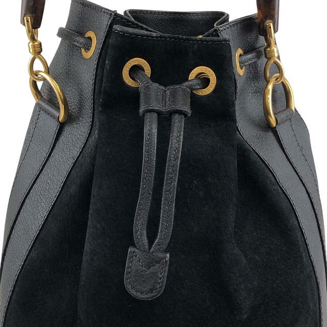 GUCCI グッチ ショルダーバッグ ブラック バンブー スエード 2way vintage ヴィンテージ オールド egseba