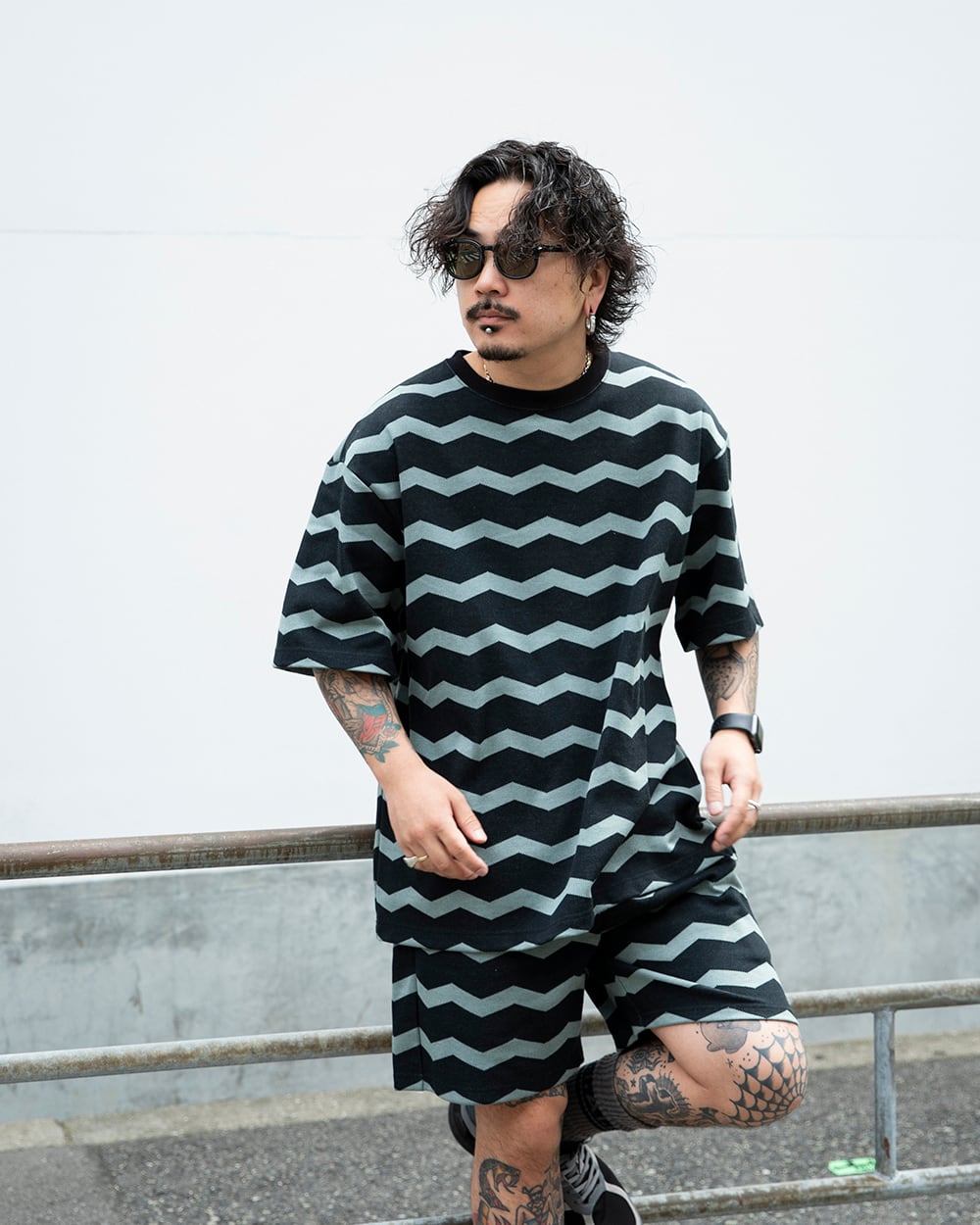 ZIGZAG DOUBLE JACQUARD BORDER S/S CS & EASY SHORTS<EXCLUSIVE>