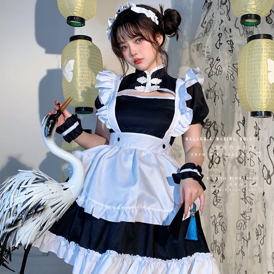 天使と悪魔 サブカル系 メイド服 チャイナ風 ミニ丈 5点セット ワンピ