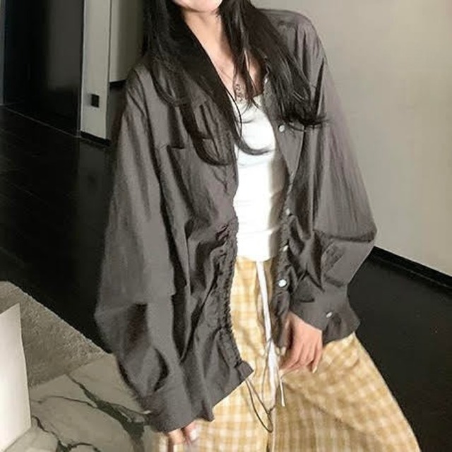 バックドロストUVナイロンルーズシャツ［XS-L］