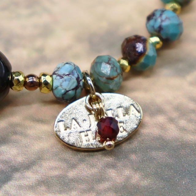 【Be Loved Turquoise】白蛇天珠×ターコイズ×パール×マグネサイト ブレスレット