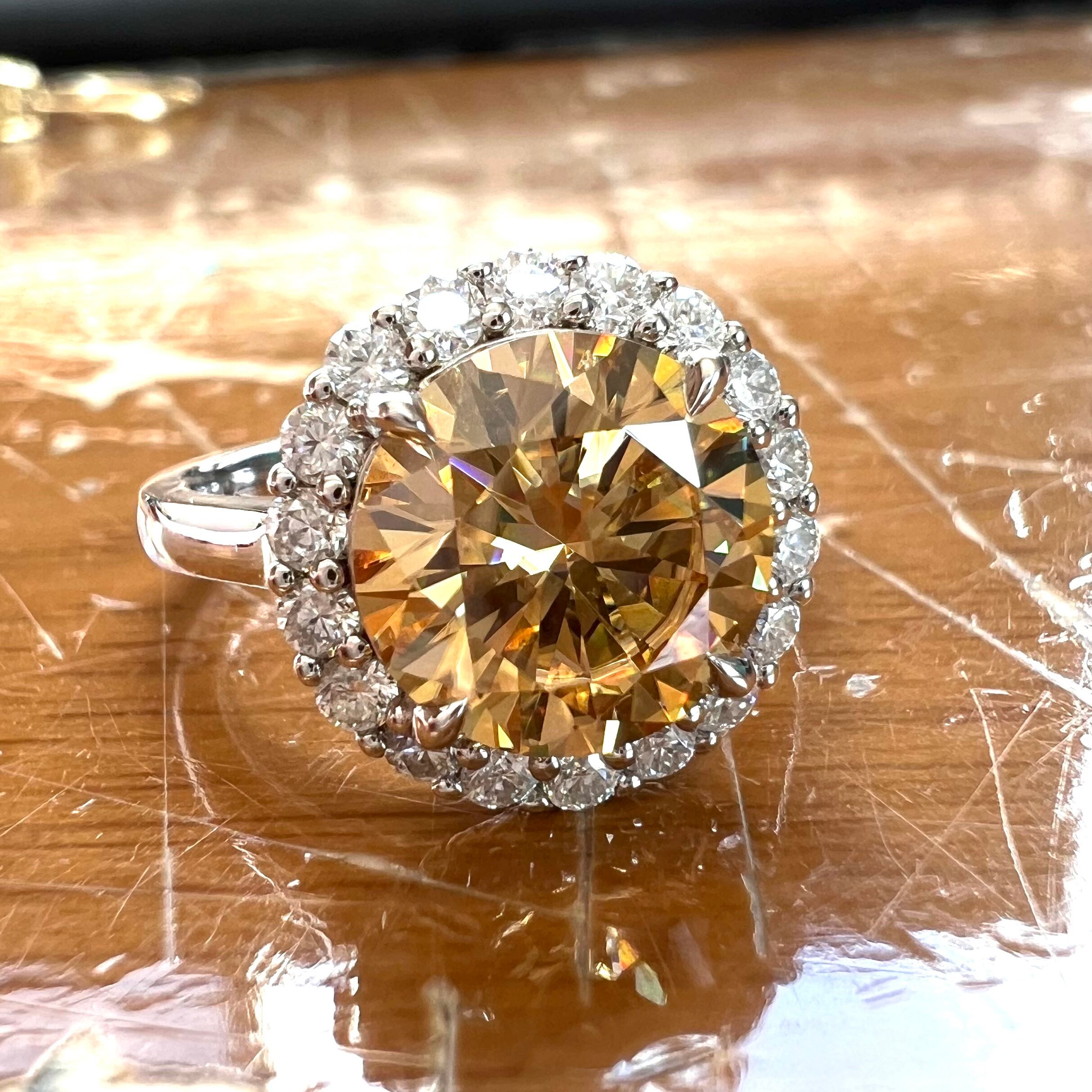 モアッサナイト シャンパンイエロー 2.5ct シルバー925 リング 指輪