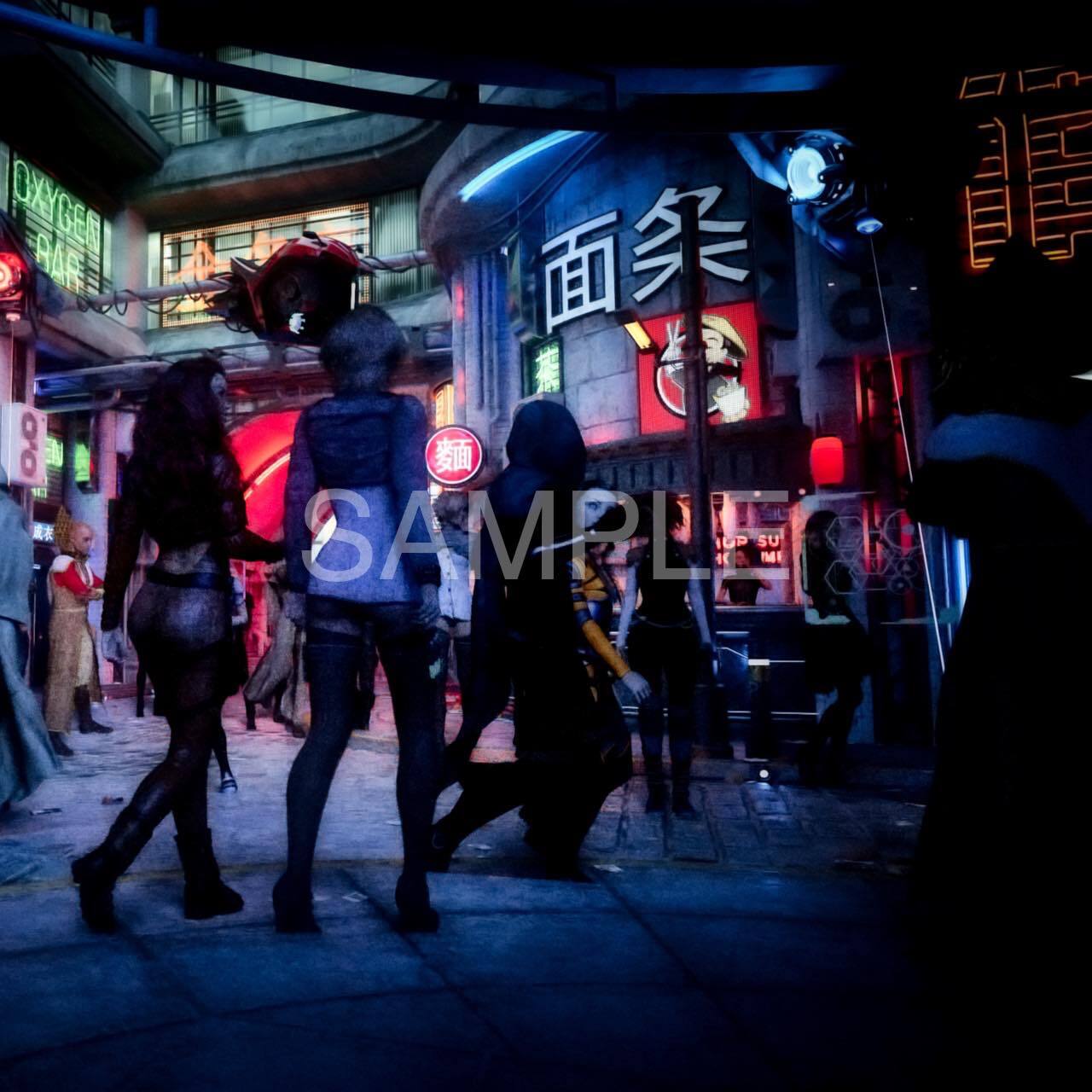 サイバーパンク夜の市街地s2 Digital Elf イラスト素材販売