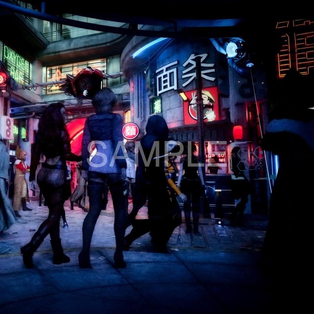 サイバーパンク夜の市街地s2 Digital Elf イラスト素材販売 サイバーパンク夜の市街地s2 Digital Elf イラスト素材販売