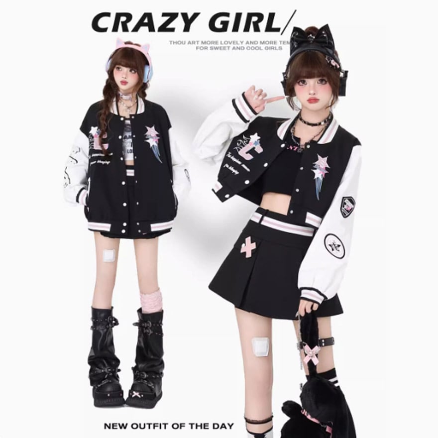 サブカル 服 地雷系 通販 CRAZYGIRLシリーズ 長袖ジャケット ショート