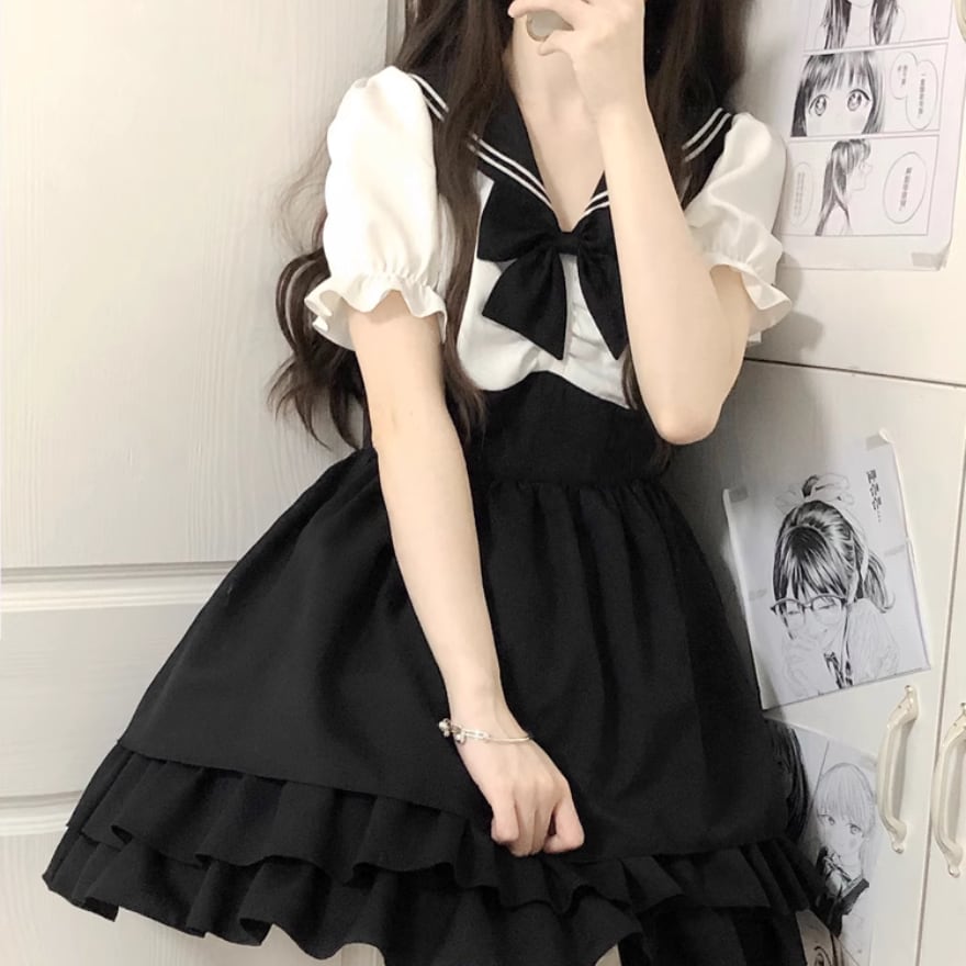 ゴスロリファッション 通販 With U フェイクツーピース 制服 JK
