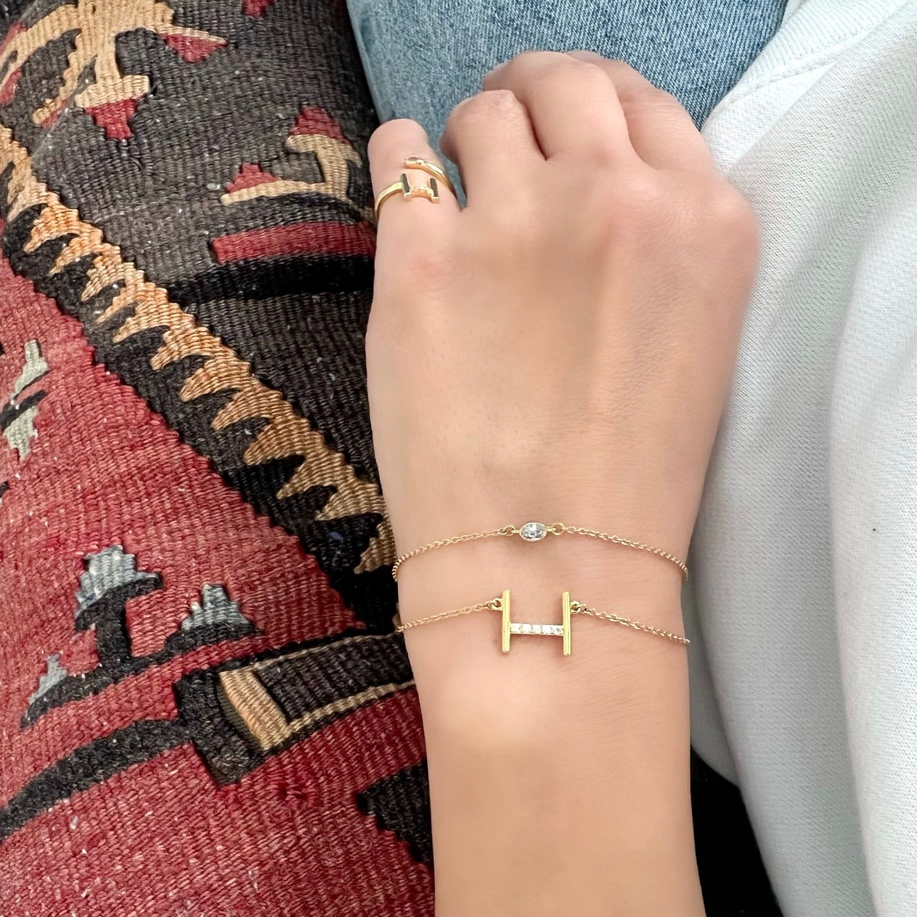 【専用です】14kgf♦︎チャーム✳︎ブレスレット ラグビー アクセサリー＞ジルコニア Hチャームブレスレット | Cross