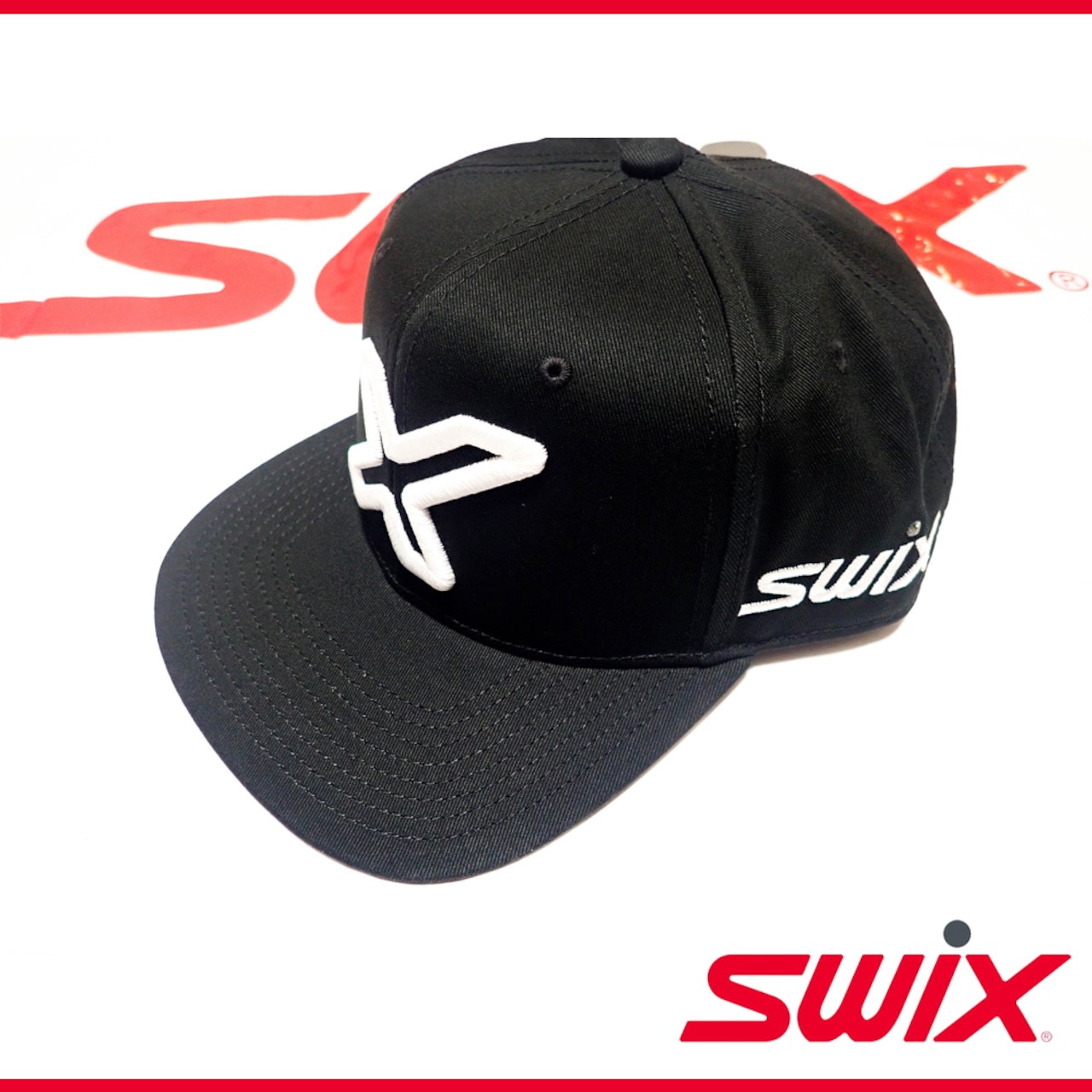 Swix スウィックス PRキャップ ブラック レッド 帽子 ベースボールキャップ PR18