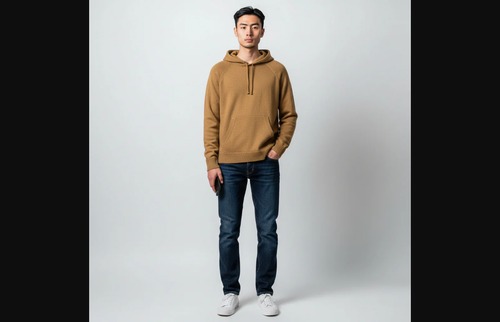 【ニットパーカー】D7M220 Drumohr　ドルモア　メリノウール 8ゲージ プルオーバー ライトブラウン