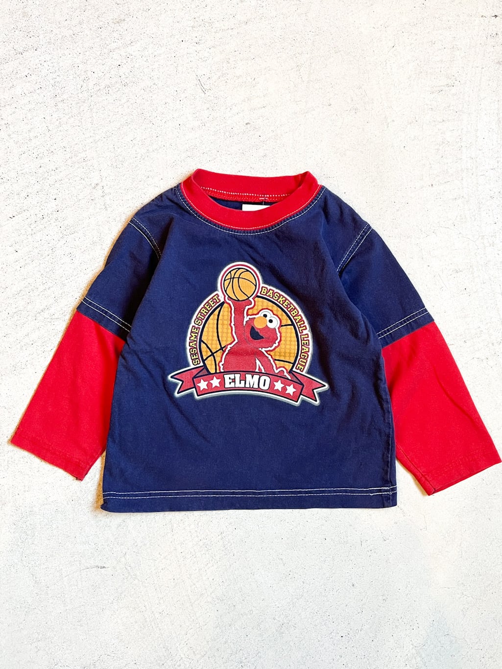 【100cm】USED エルモ 重ね着風 長袖Tシャツ【10054】