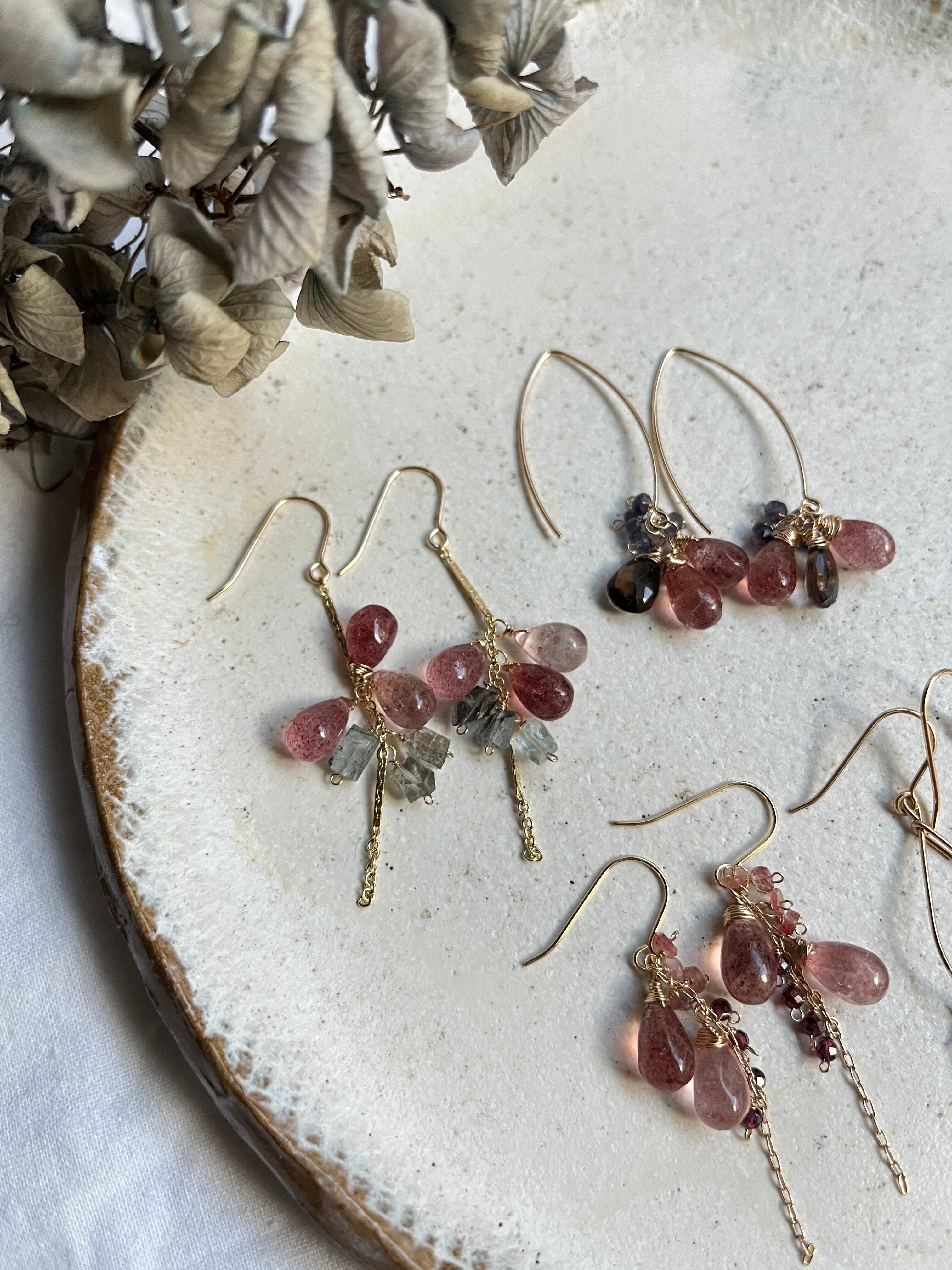 タンザナイト×ダルメシアンジャスパーのフープイヤリング ピアス風