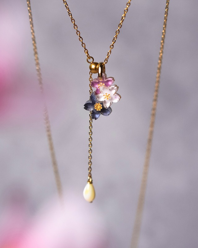 桜色と一滴　ネックレス