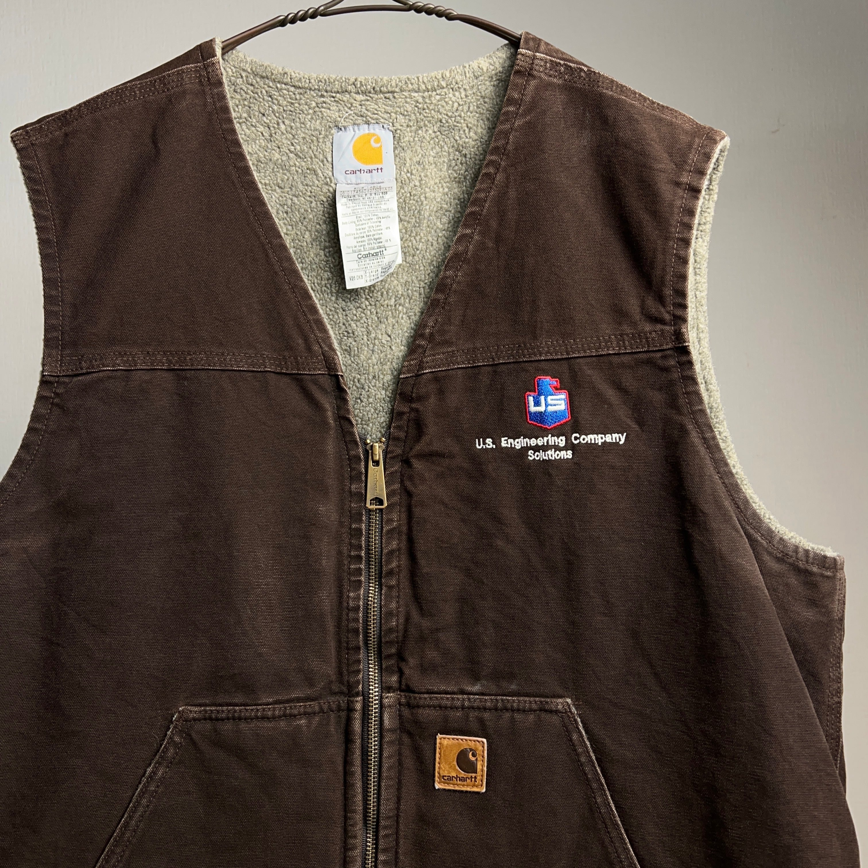 00's “Carhartt” Duck Vest SIZE XL 00年代 カーハート ダックベスト 刺繍 ブラウン【0929A115】【送料無料】