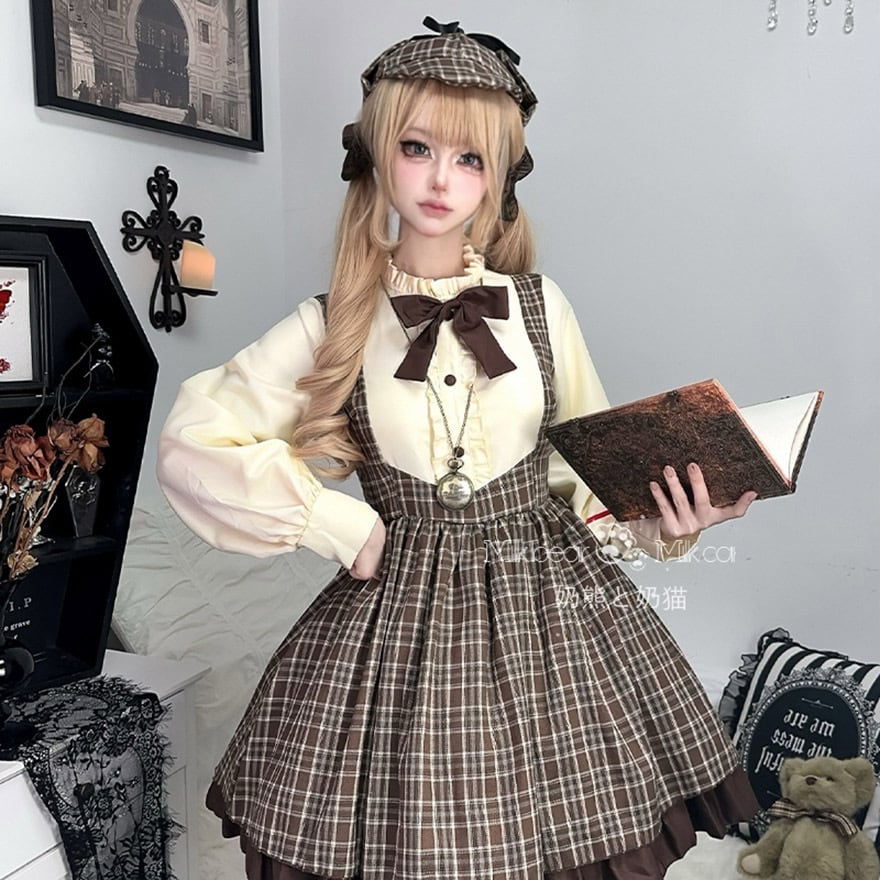クラロリ 5点セット チェック×ケープ付き 探偵風クラシカル｜WithU