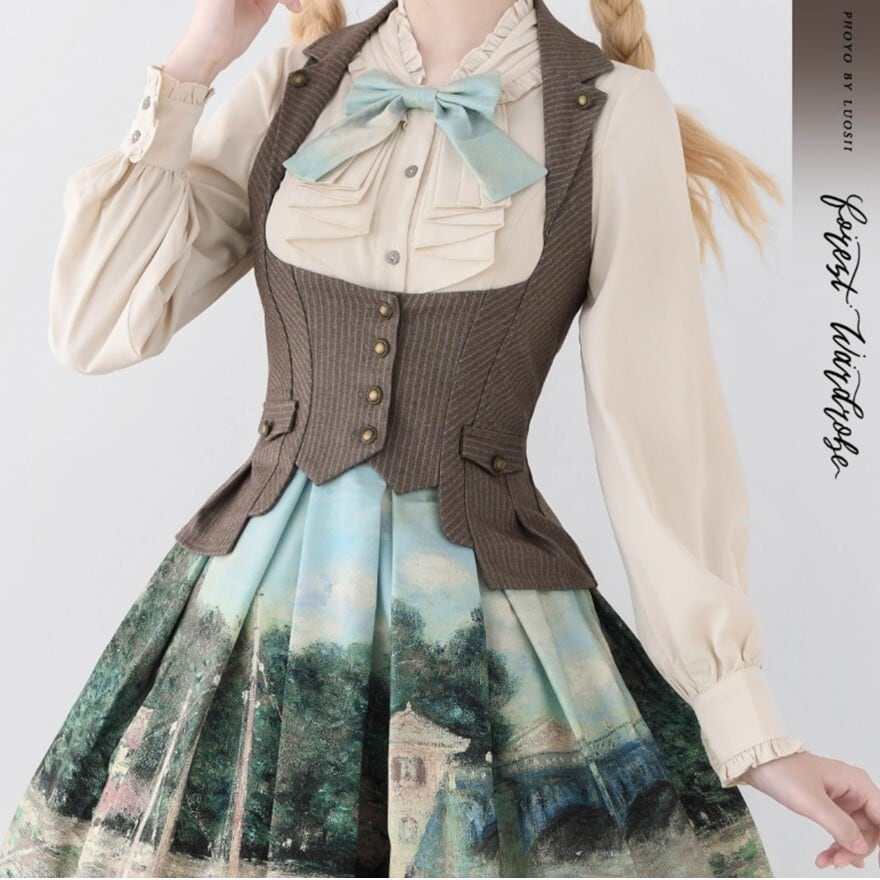 クラロリ ベスト ストライプ柄 プリンセス・ボディス 控えめ チェック