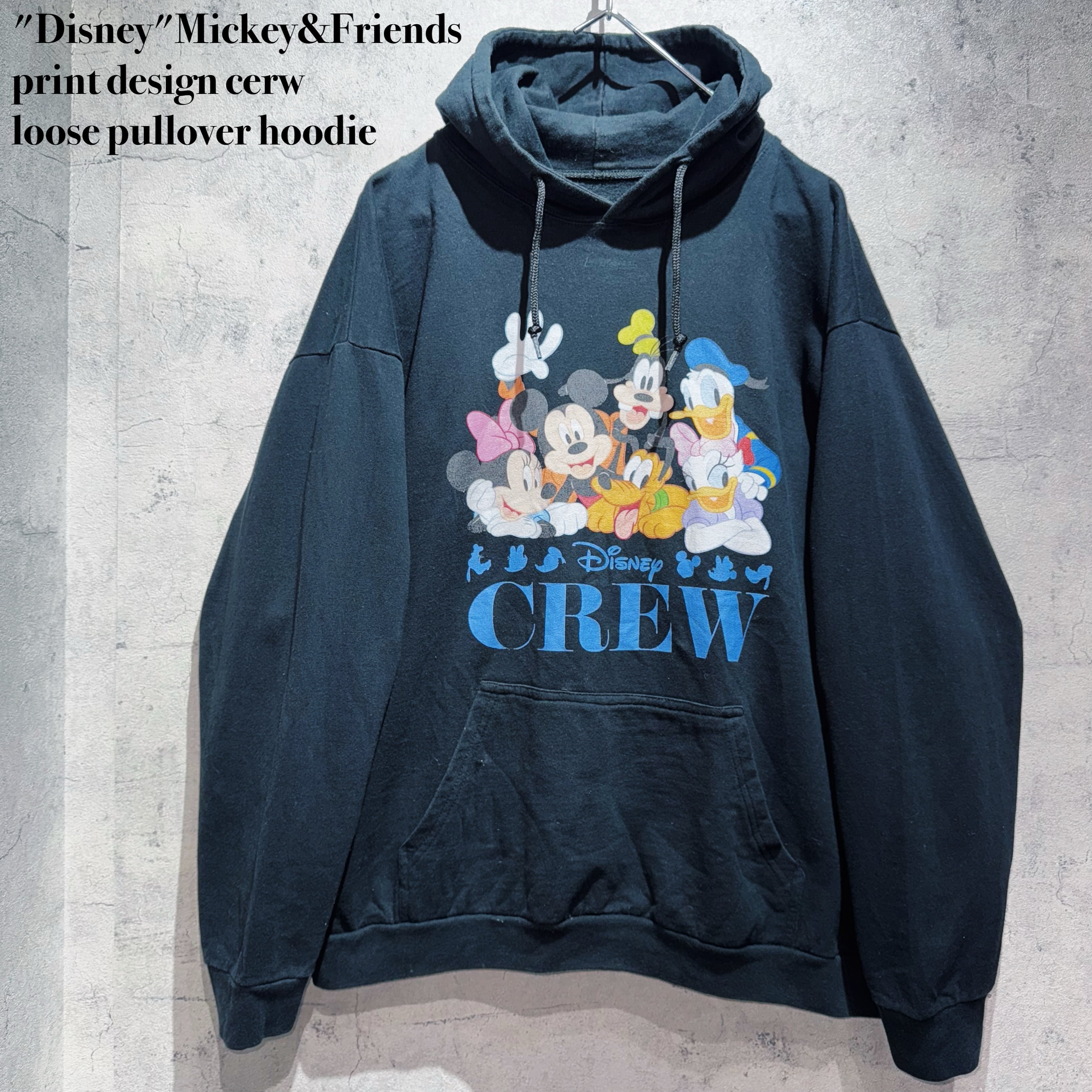 "Disney"Mickey&Friends print design cerw loose pullover hoodie