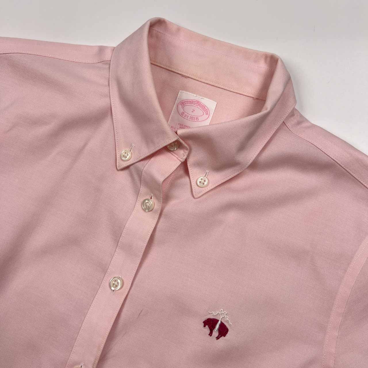 Brooks Brothers ブルックスブラザーズ BD 半袖 ドレス シャツ 2 /ピンク/レディース/ノンアイロン