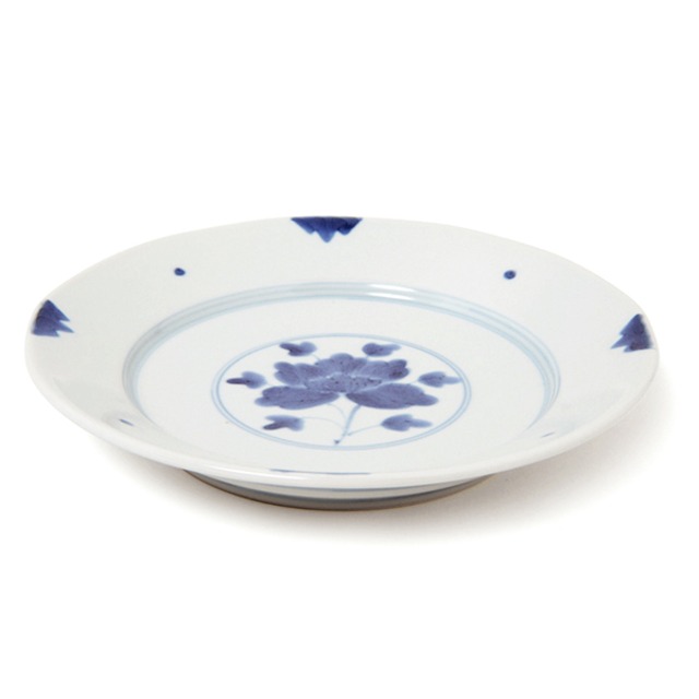 染付伊万里牡丹段付6.5寸丸皿