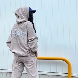 harf zip back logo hoodie / グレー　rou043