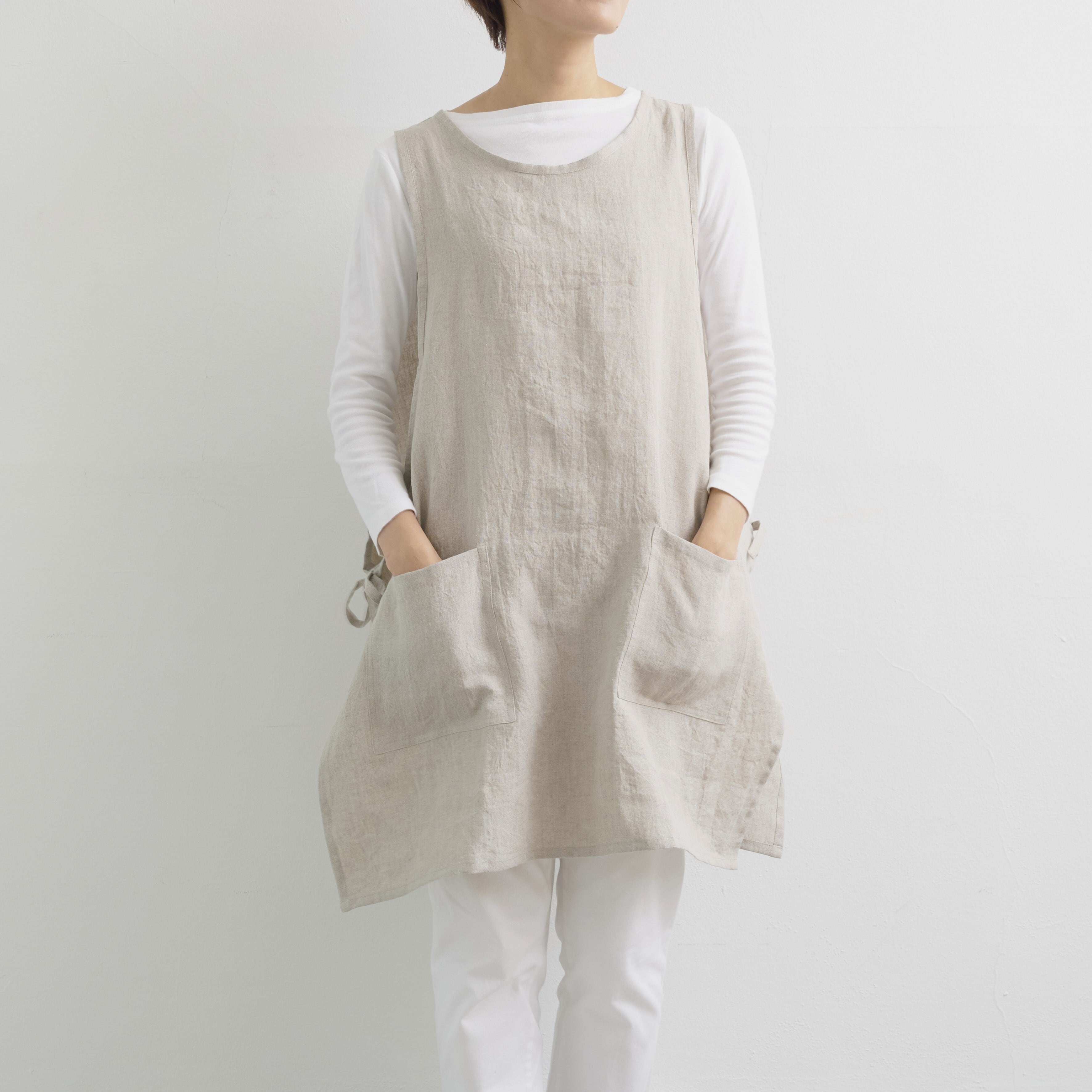 ビブエプロン　bib apron / フラッフィリネン　fluffy linen / natural