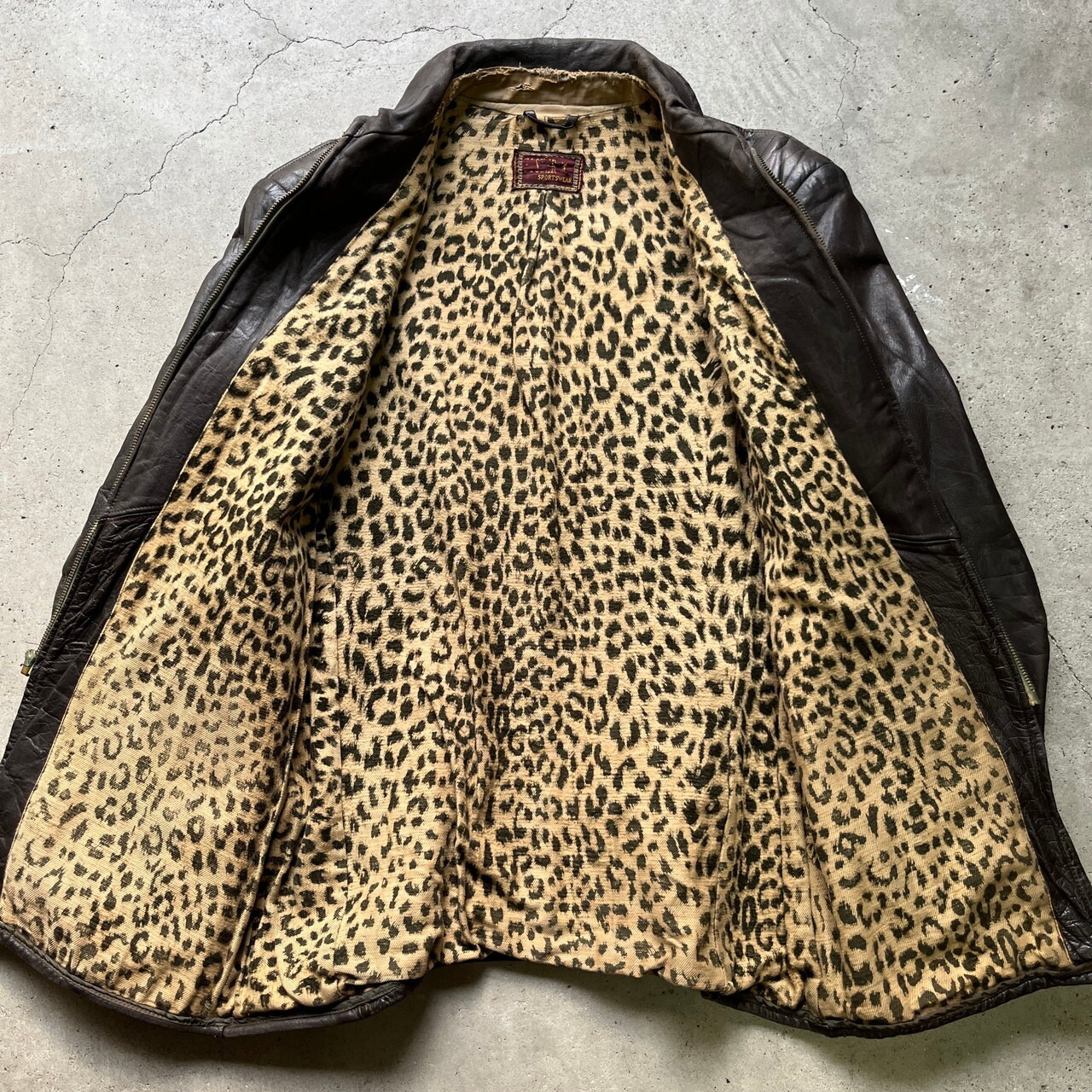 40〜50年代 FOSTER レオパードライナー レザースポーツジャケット 