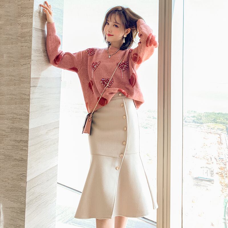 ハイウェストウェストスリムスカート ステッチ MIUCO63521094718