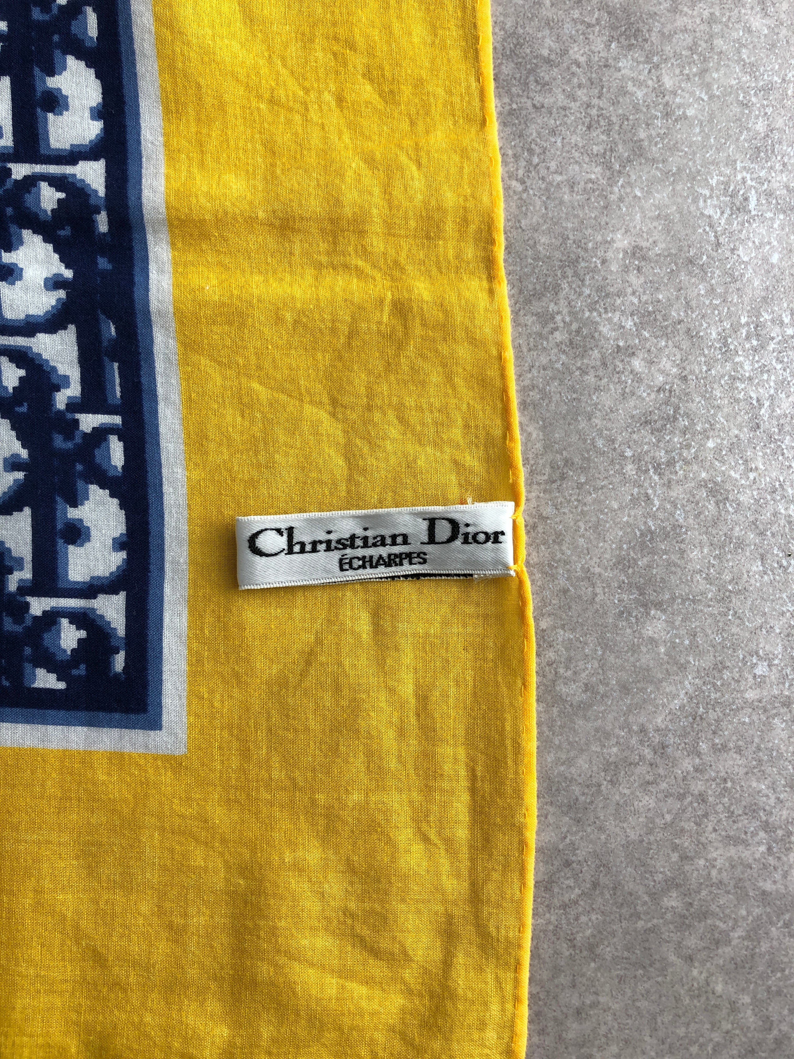 Christian Dior クリスチャン ディオール スカーフ イエロー ネイビー