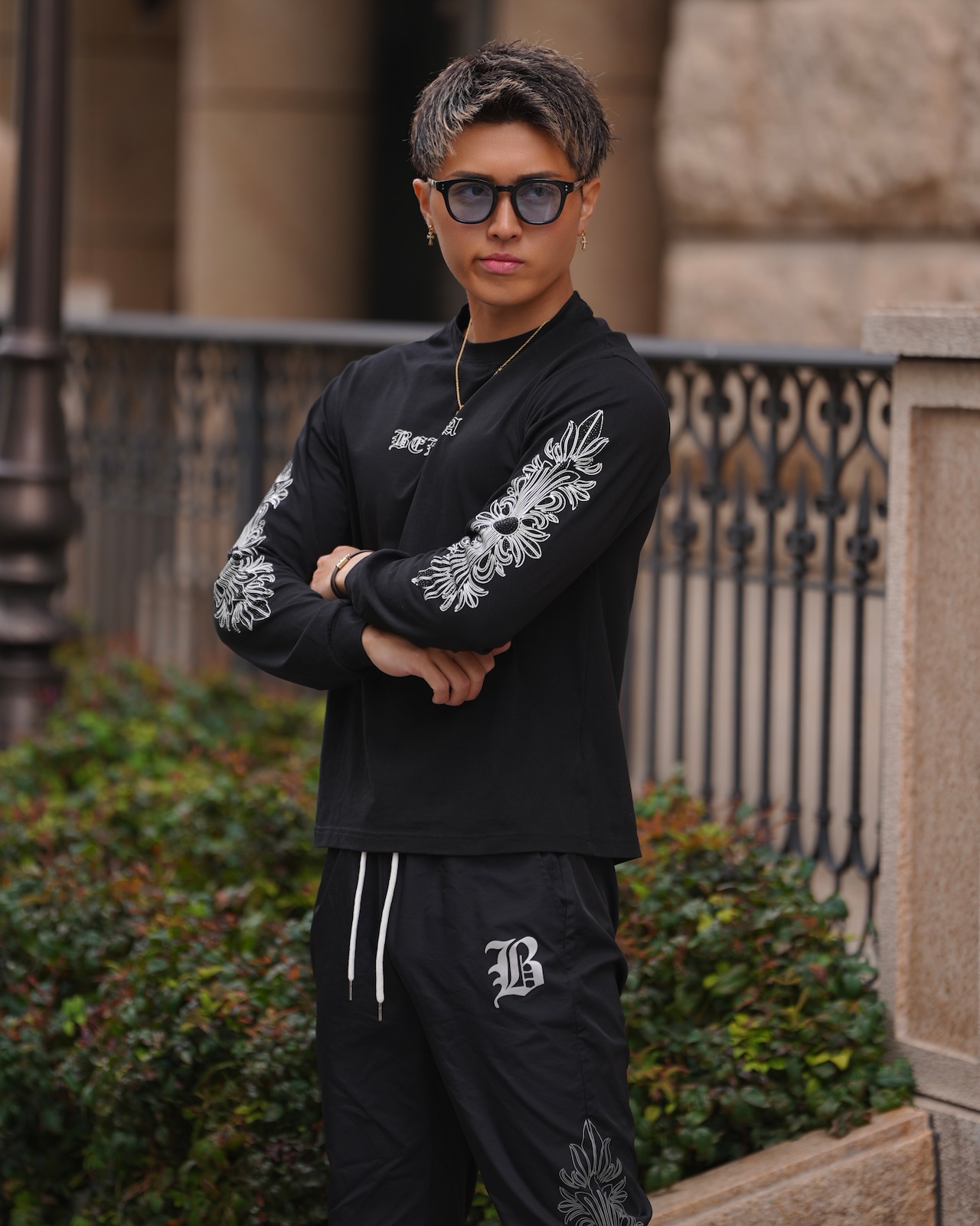 RHINE STONE SHIRTS BLACK【BB25034】