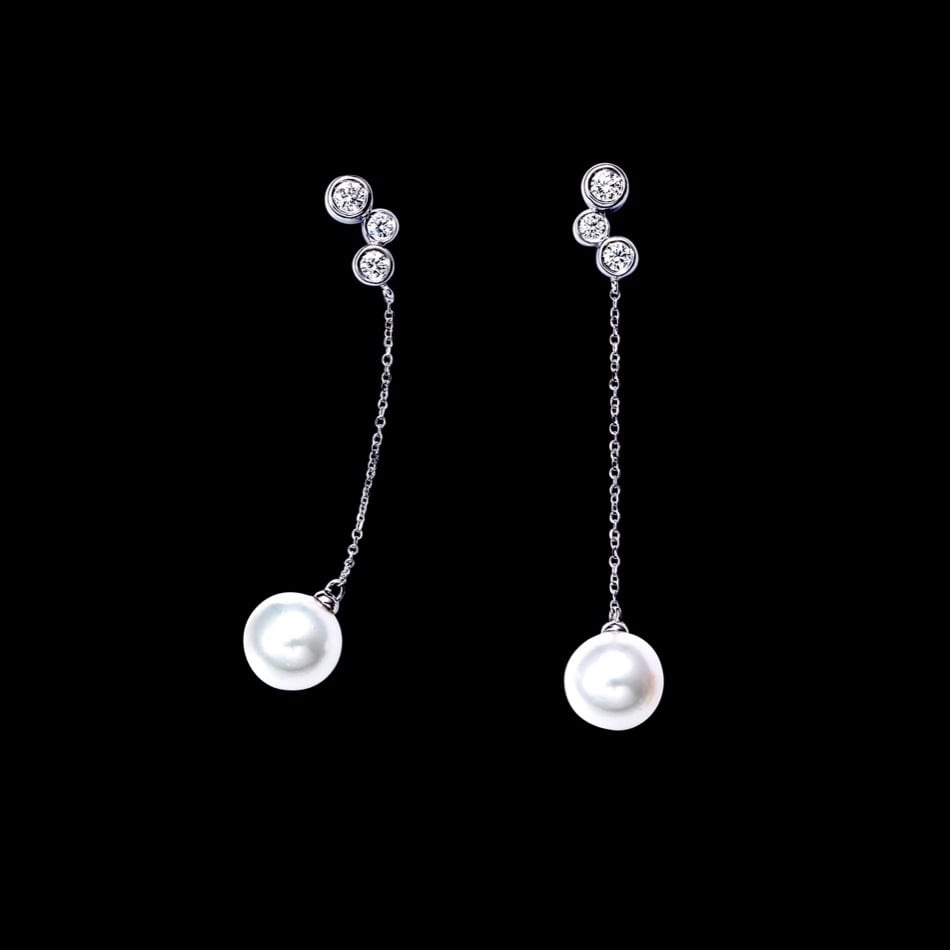 K18 ピアス あこやパール ダイヤモンド jewelG <Chic> ピアス K18/ダイヤモンド/あこやパール | jg