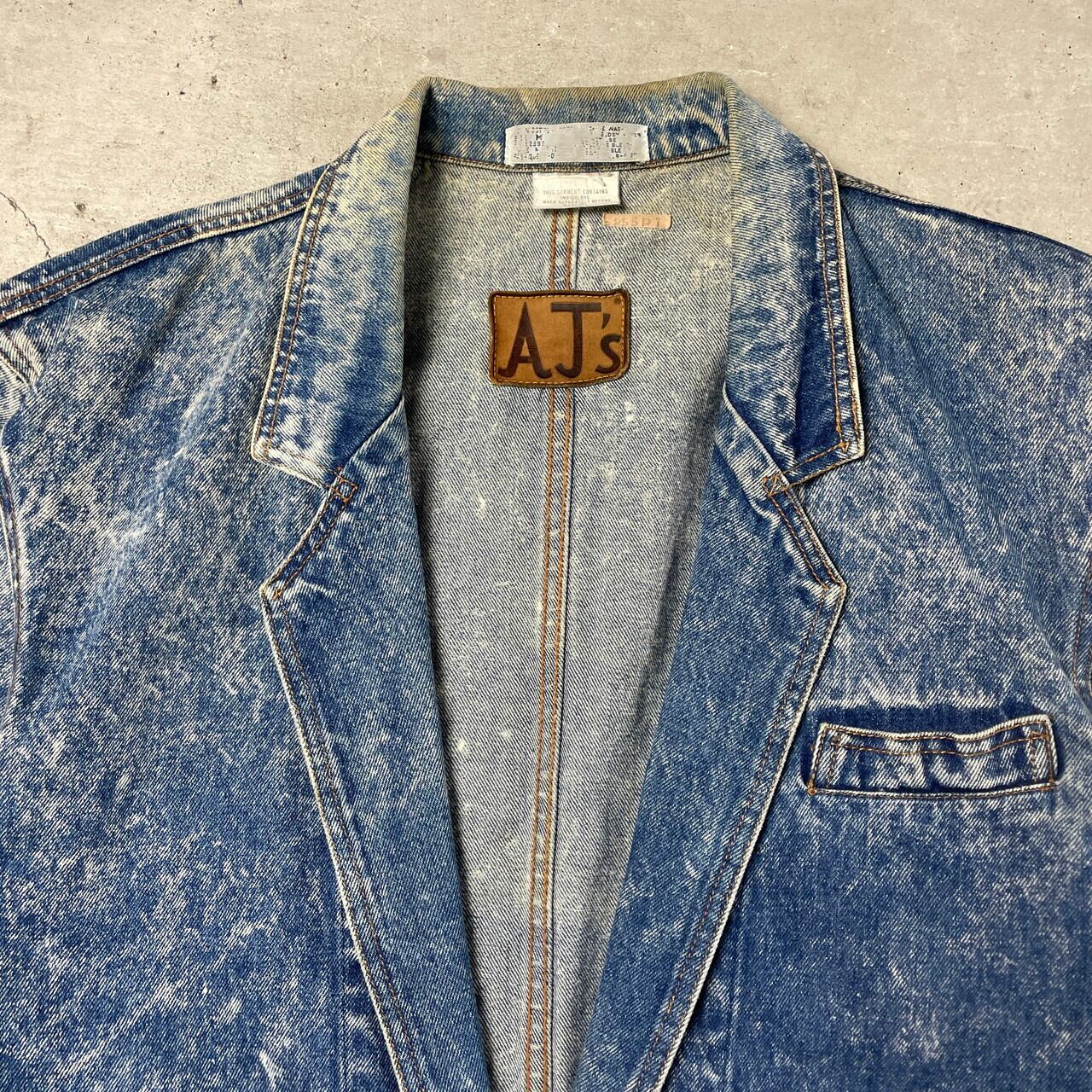 90年代 AJ'S ケミカルウォッシュ 変形 デニム テーラードジャケット