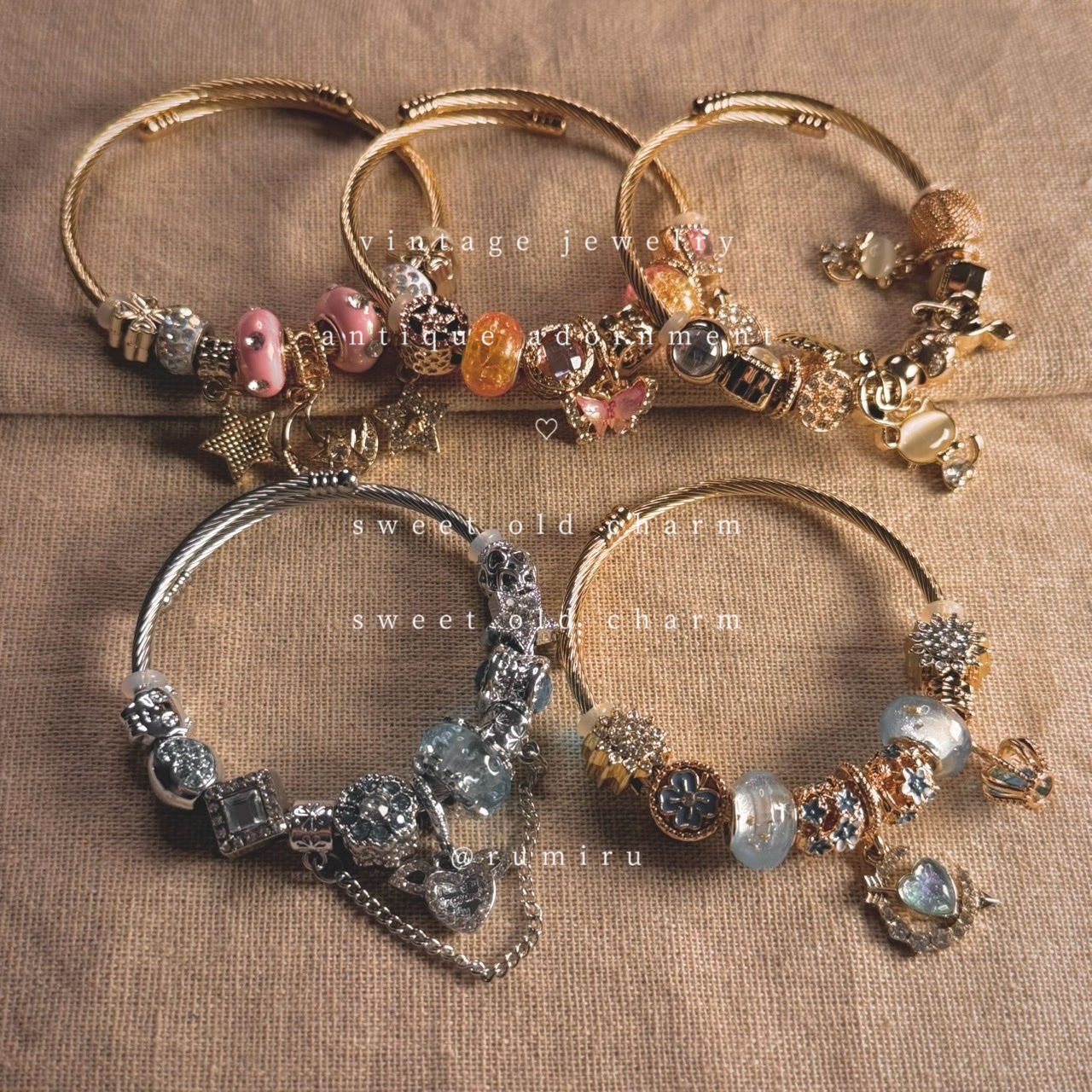 ハンドメイド アンティークムード ノスタルジック ブレスレット - 2