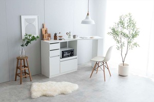 【幅100?154cm】Cyrus 伸縮スライド台付きキッチンカウンター