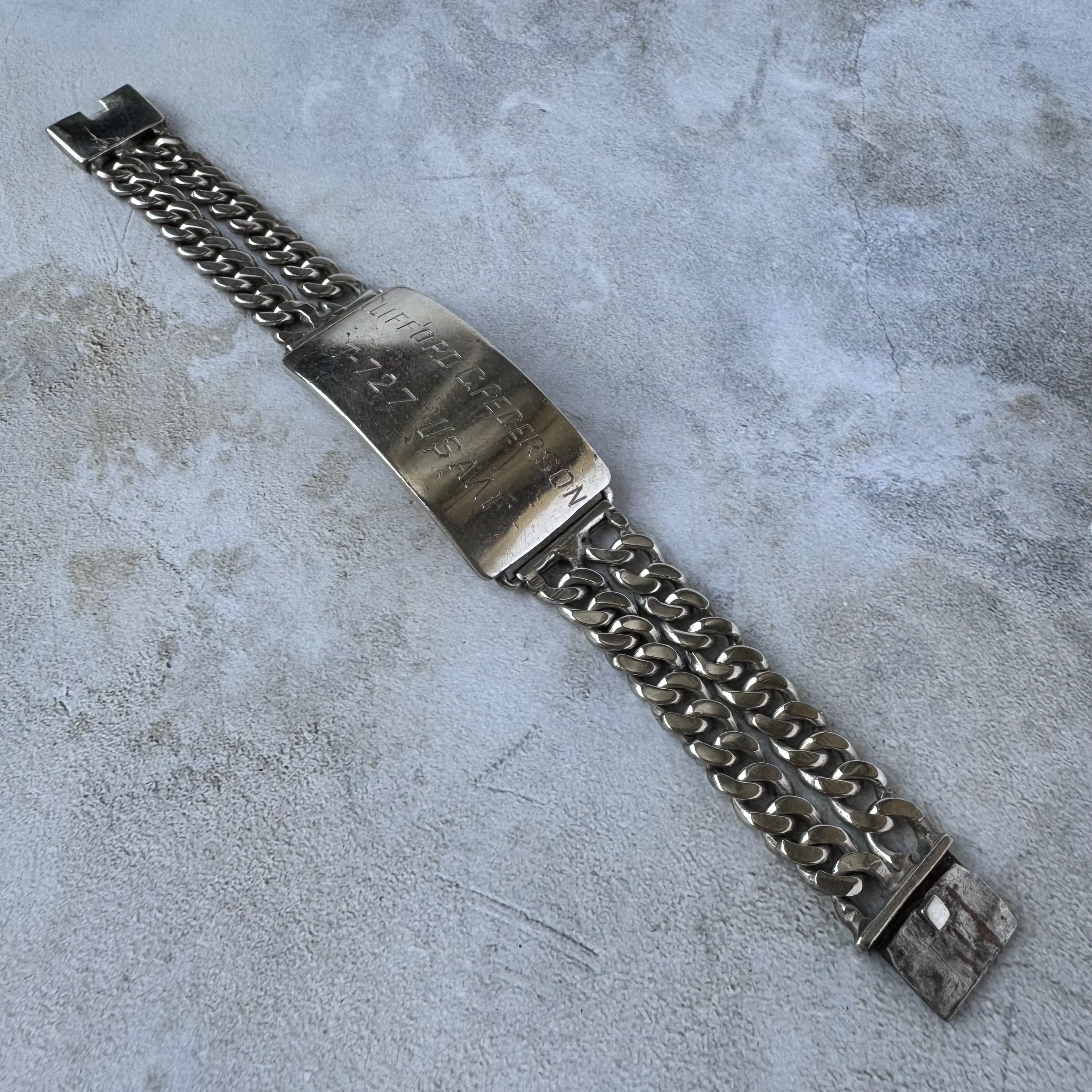 Vintage USAAF Heavy ID Bracelet Silver925 Made in USA