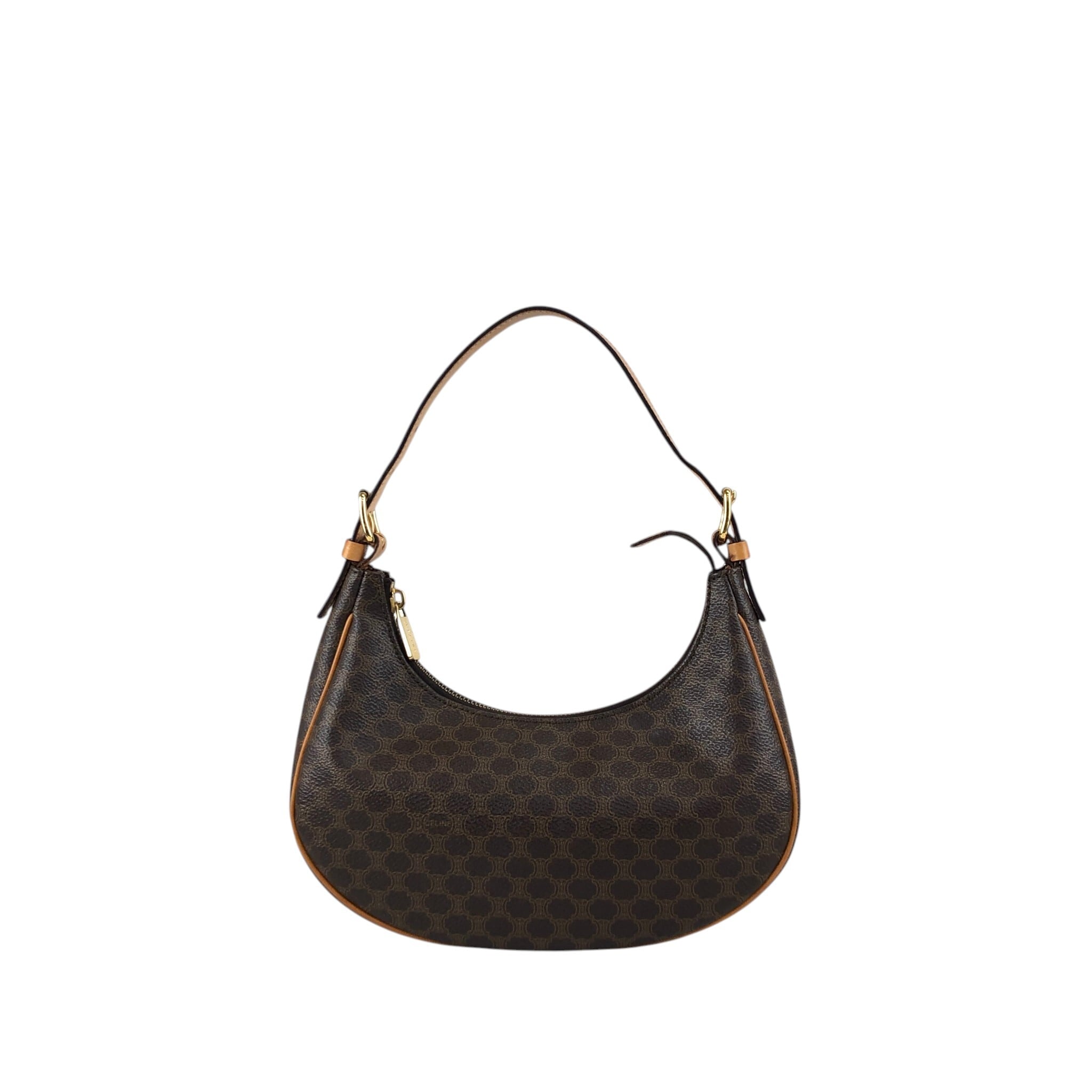CELINE セリーヌ マカダム ショルダーバッグ ブラウン PVC レザー