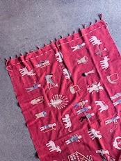 Naga tribe/Stonewashed embroidery rug(Red)