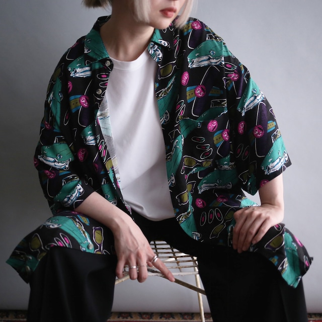 funk retro culture pattern big l/s shirt