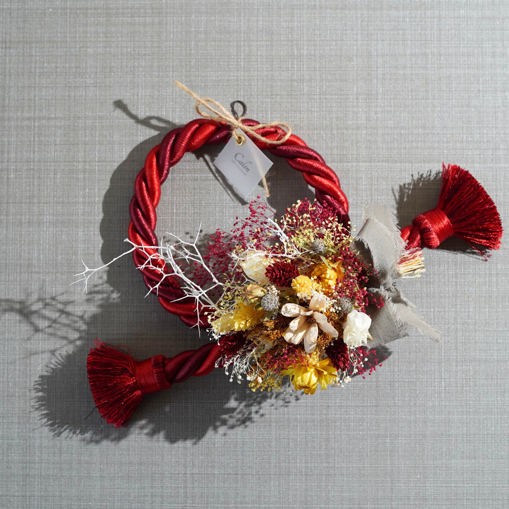 しめ縄リース【レッド】≪限定1点≫ | Calon DRY FLOWER 公式 