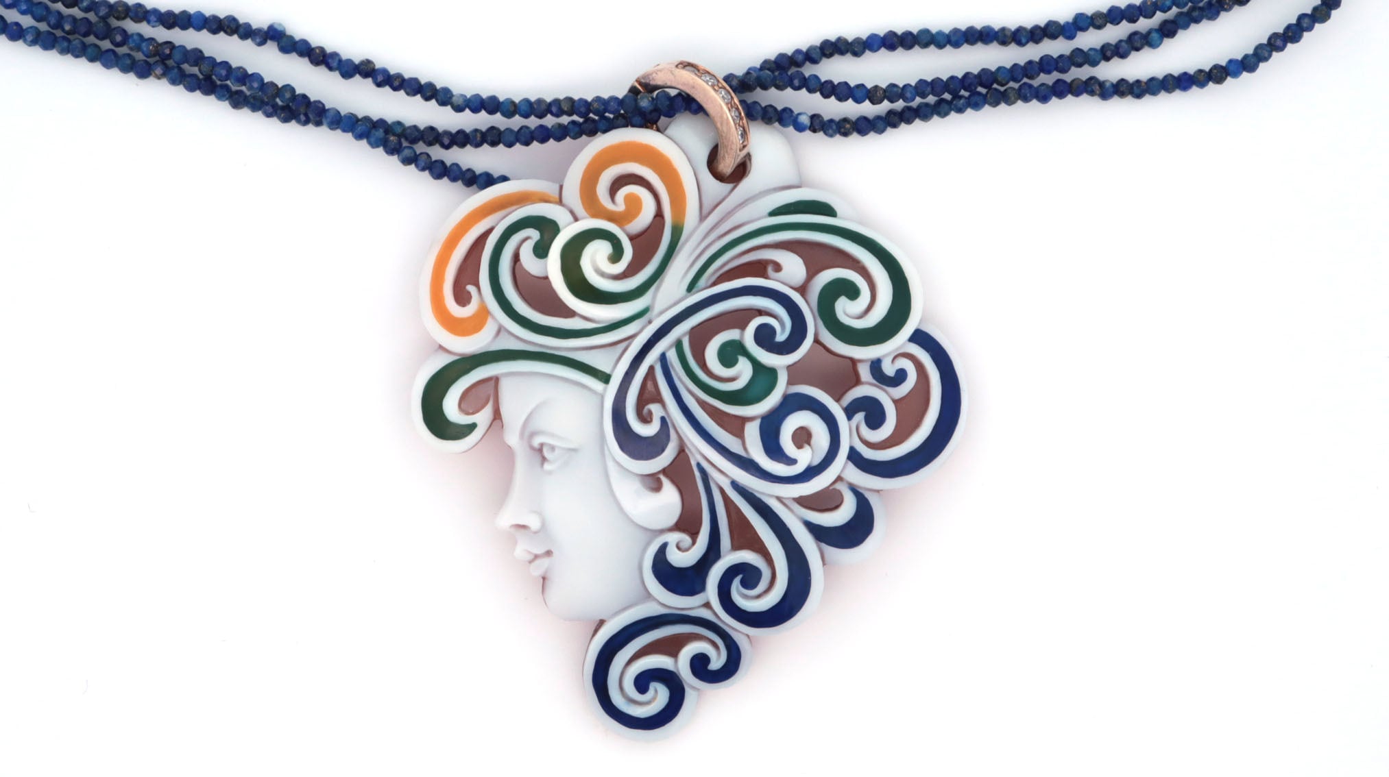 カメオブローチ 女性の横顔作家名入り