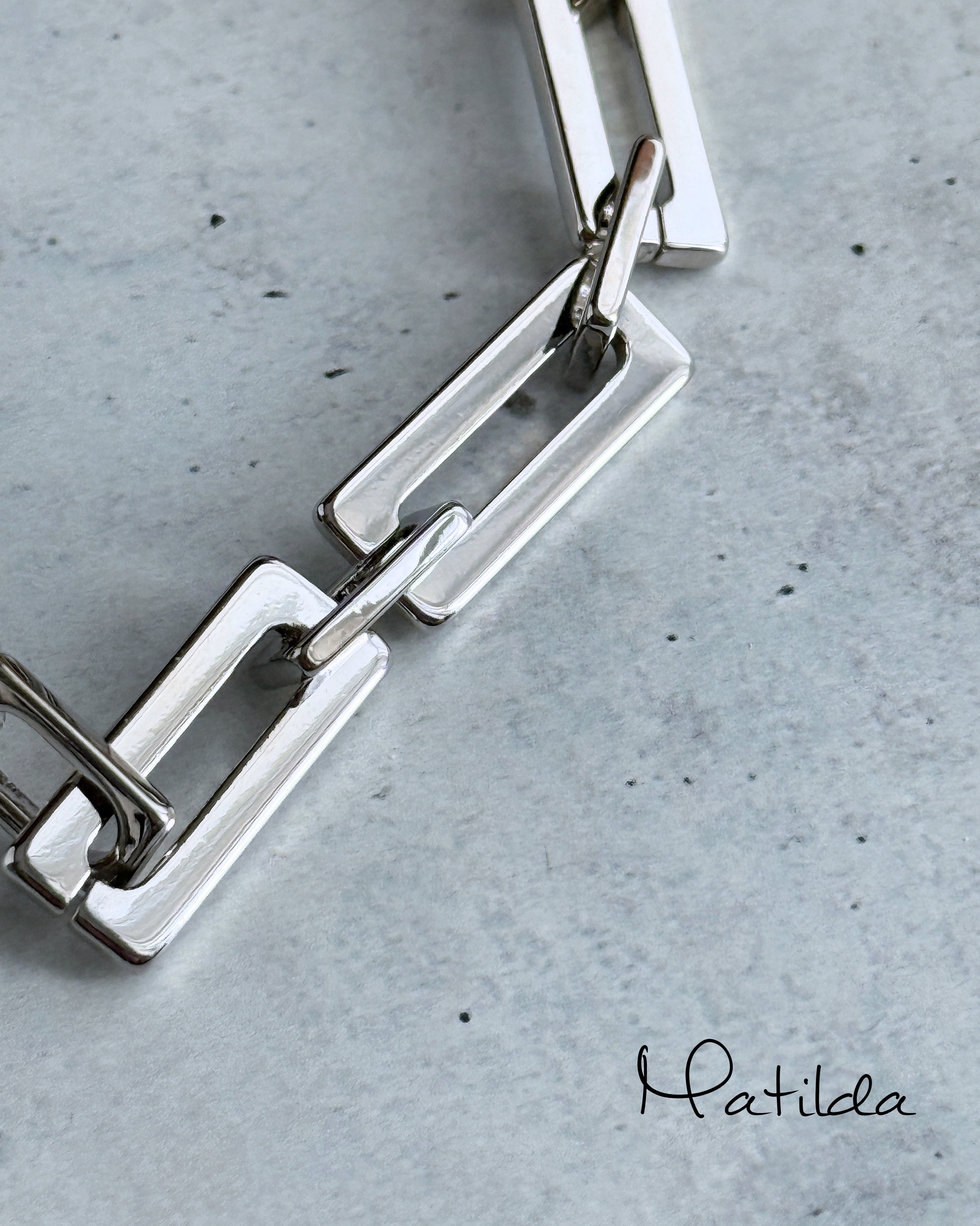 Chain & stone bracelet(レムリアンオブシディアン)