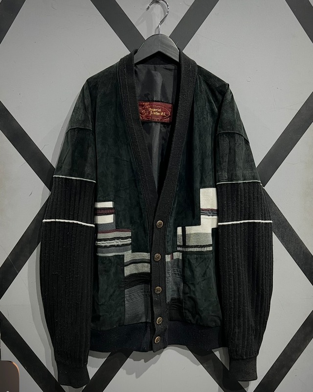【X VINTAGE】Leather Switching Euro Vintage Cardigan Jacket