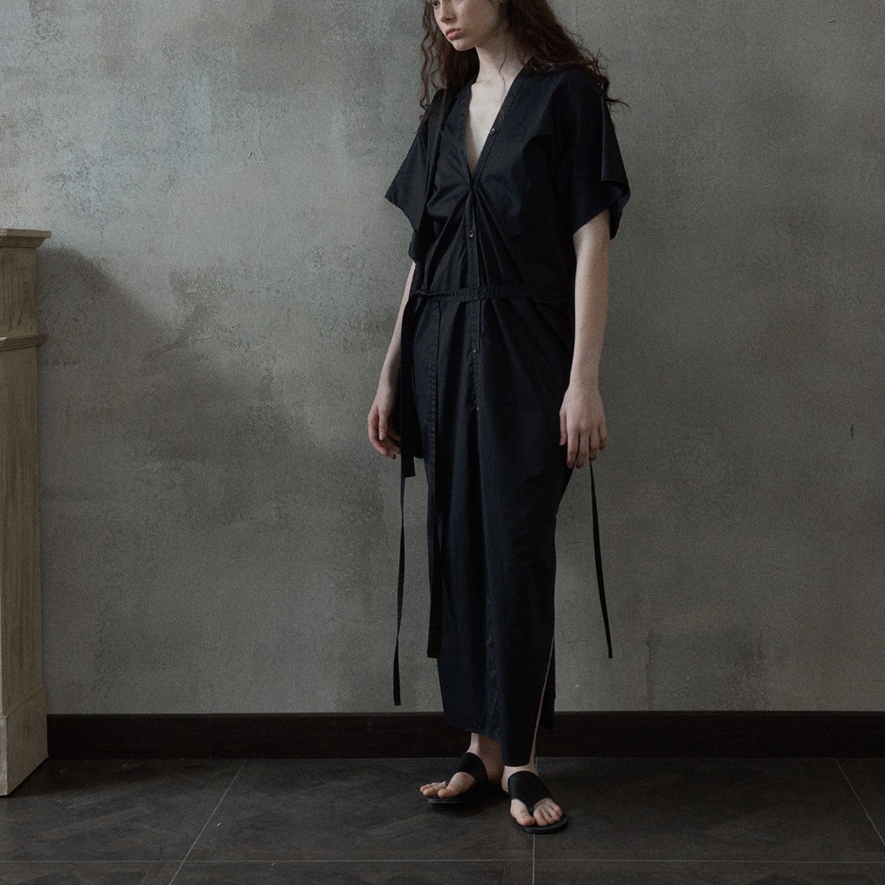 A-line Silhouette V-neck Shirt onepiece T0417