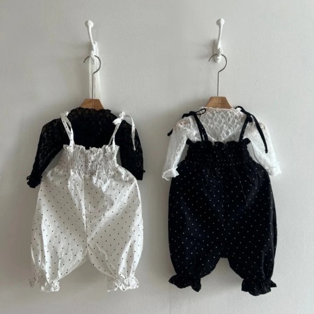 【BABY】韓国風　ドットサロペット