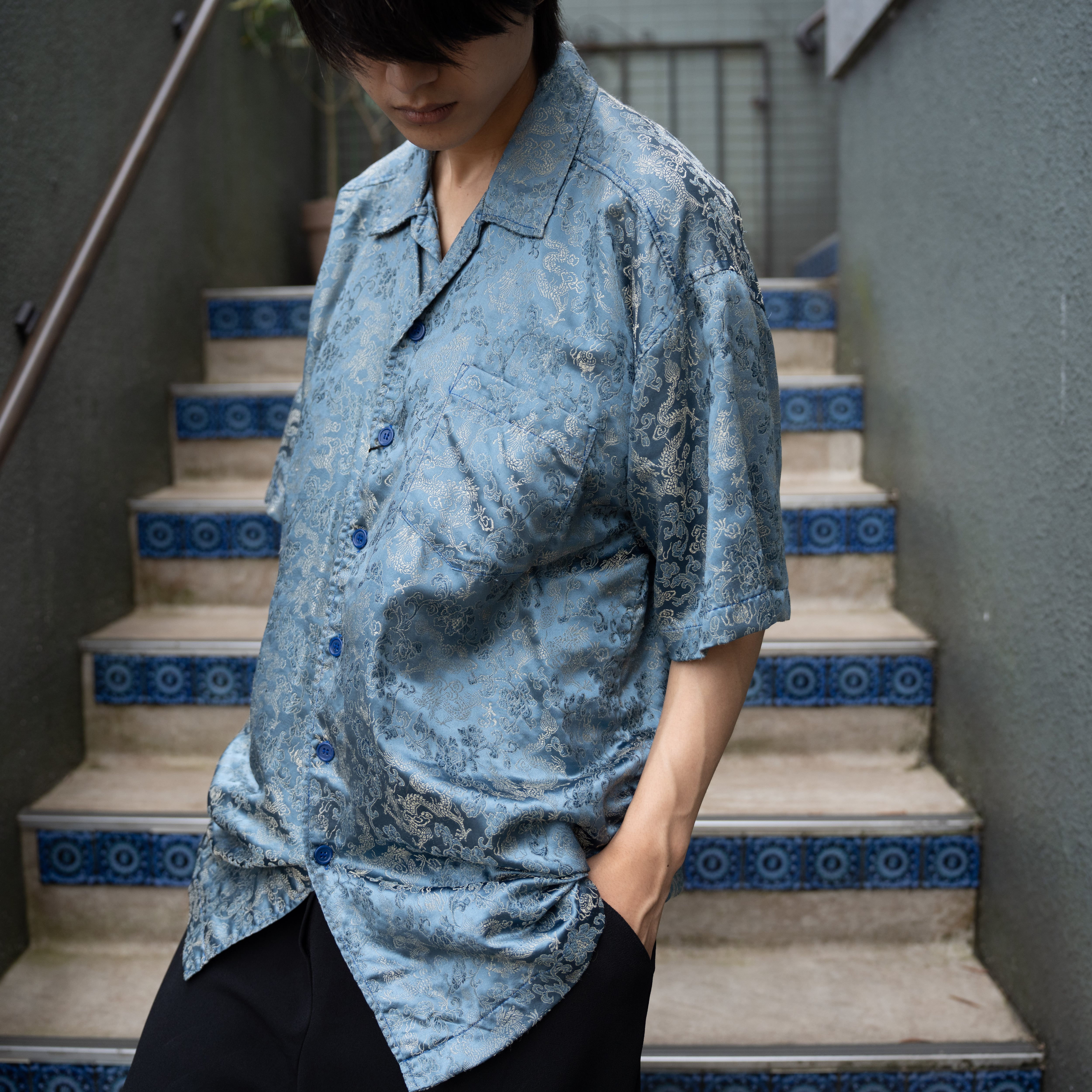 SPECIAL ITEM* USA VINTAGE ODO HALF SLEEVE EMBDOIERY JACQUARD