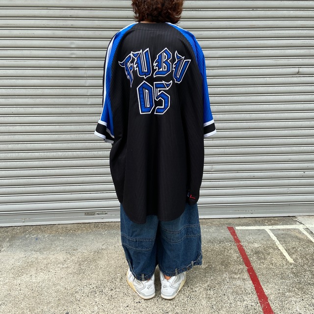 『送料無料』FUBU フブ　90s 半袖ベースボールシャツ　ワッペンロゴ　6XLビッグサイズ
