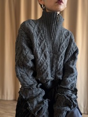 MADE IN SCOTLAND half zip remake knit-5127-1