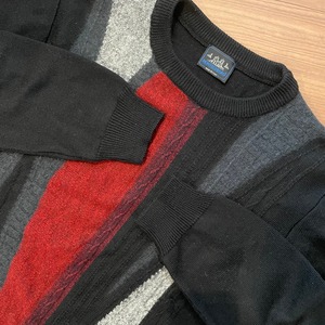 【MONTECHIARO】イタリア製 デザインニット セーター 切替 立体 EU古着 ヨーロッパ古着