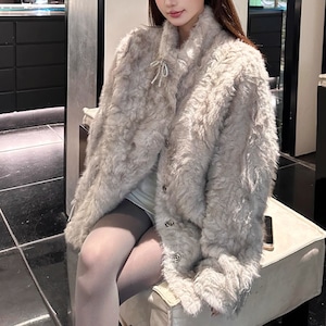 3色／リボンファータッチショートコート ・73712